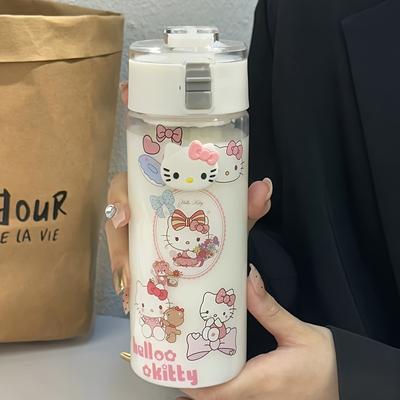 TEMU Hello Kitty And Jade Dog Travel Water Bottle With Straw- And Heat-resistant Pc Material, Suitable For Cars And Jobs, Image