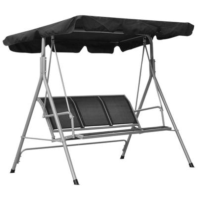 TEMU Garden Swing Chair In Steel And Fabric With Adjustable Canopy Grey Black Image