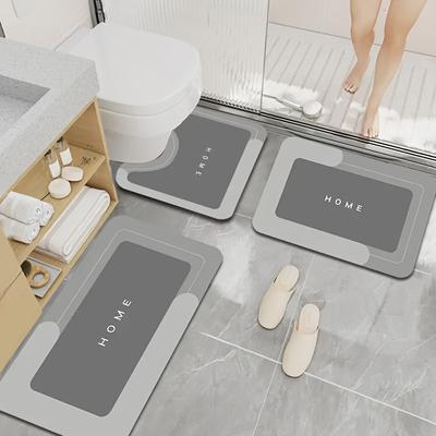 TEMU Set Of 3 Soft, Absorbent Mats, Rectangular Non-slip Water-absorbing Mats Suitable For Kitchens, Bathrooms, And Restrooms, Home Decor. Durable. Image