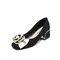 Big Size 35-43 Woman Pumps Med Heel Square Toe Point Toe Camellia Flower Pumps Office Lady Leahter