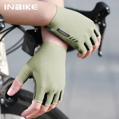 INBIKE New Cycling Gloves Reflective Strips Breathable Mesh MTB Road Biking Gloves Padded Palm for Bike Riding Shock Absorption