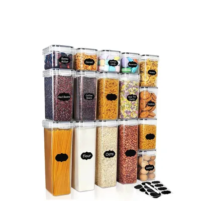6pcs Closed food storage containers with LIDS, plastic kitchen pantry organization and storage, dry cargo containers for cookies