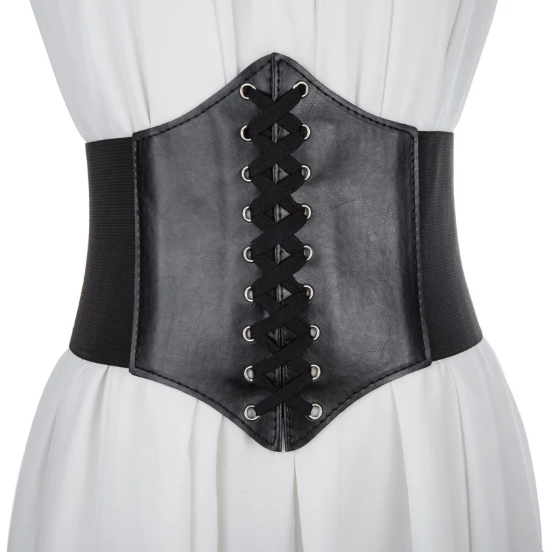 Neue Korsett Punk Schwarz Breiten Gürtel Pu Leder Abnehmen Körper Gürtel für Frauen Elastische Hohe Taille Gürtel Weibliche Kleid Cummerbunds Geschenke