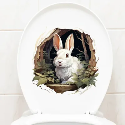 Interessante Tier Toilette Aufkleber DIY selbst klebende wasserdichte Eule Bär Kaninchen WC Deckel Aufkleber für Badezimmer Toilette Dekor Image
