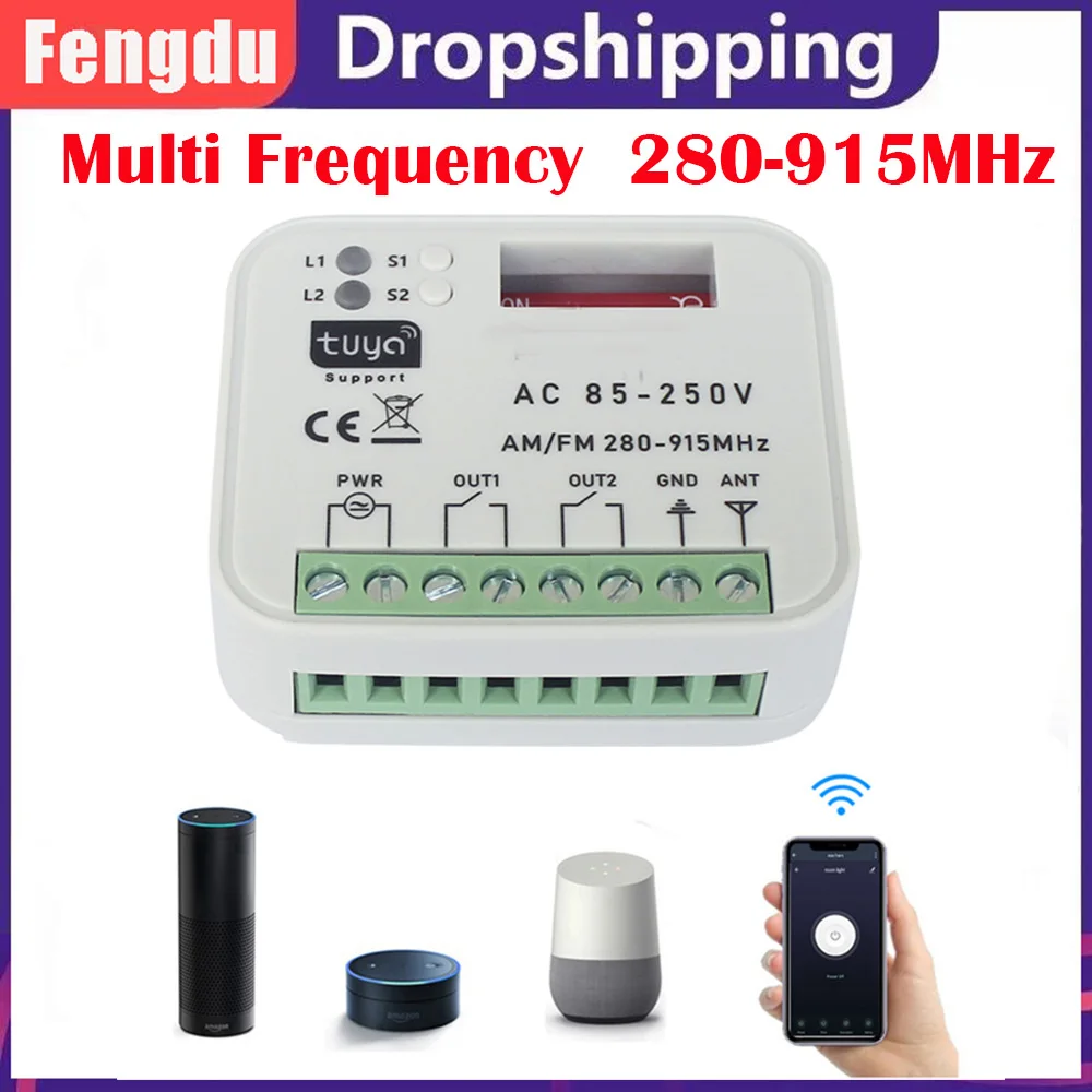AC/DC9-30V Frequenz 280-915 MHz Rolling & Fixed Code Garagentor Receiver Fernbedienung Image