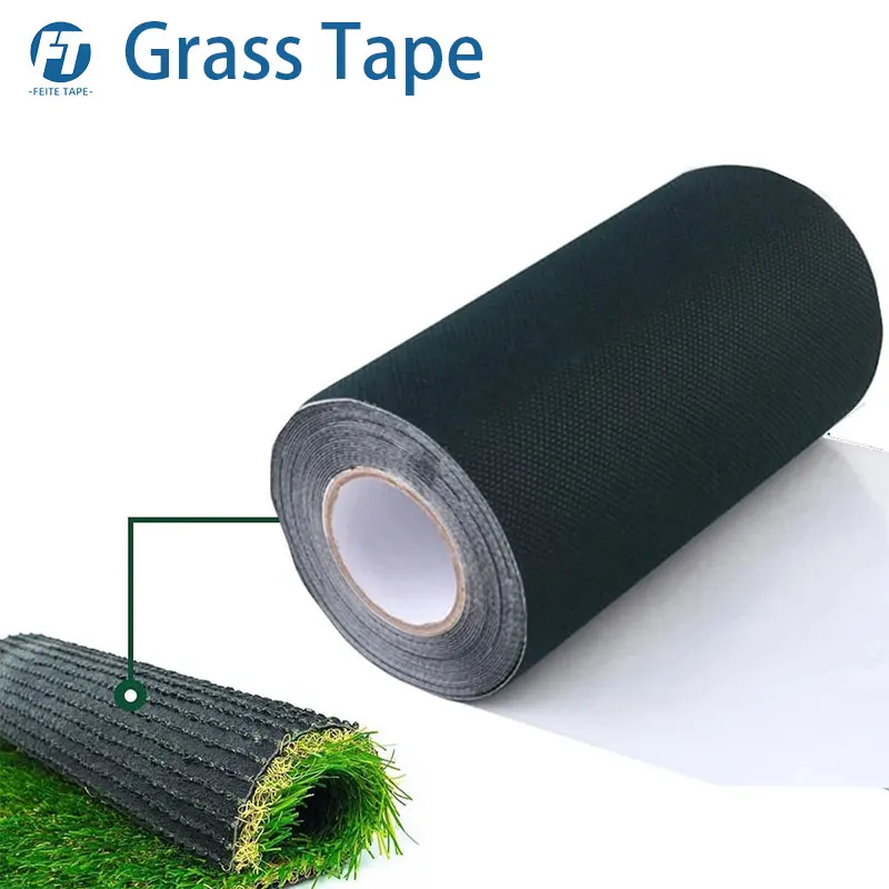 Neue Art von Kunstrasen-Nadtabband, selbstklebend, für den Garten, grün, synthetischer Rasenteppich, festes Verbindungsband, Gartengerät Image