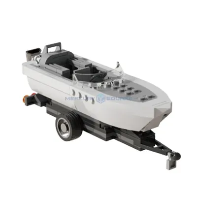 Anhänger mit Schnellboot, Fahrzeugmodell, Bausteine MOC 66115, Abschleppwagen, Auto-Blöcke-Set, Image