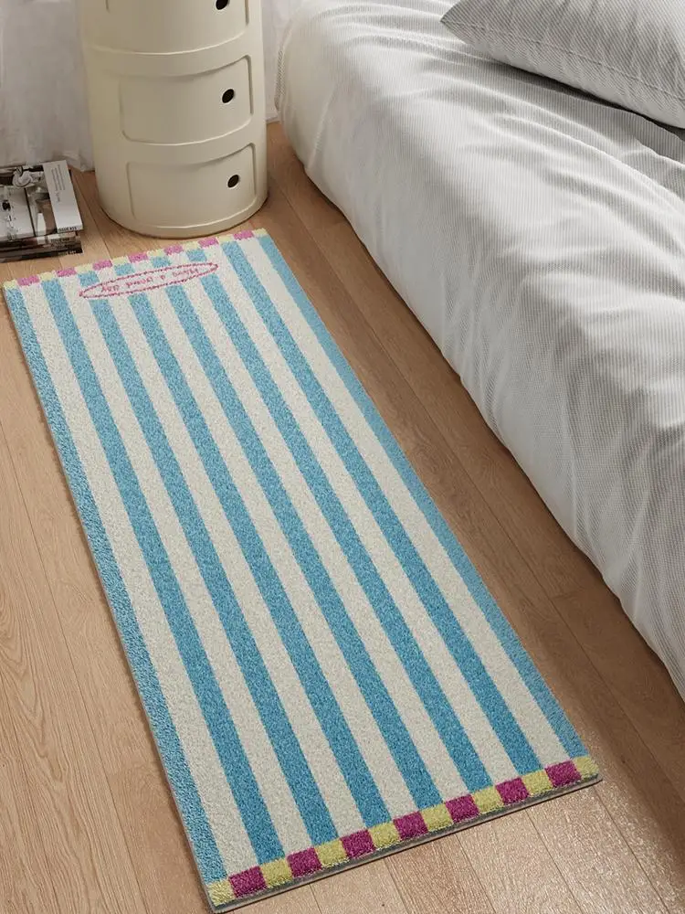 VIKAMA Koreanische Einfache Gestreiften Teppich Komfortable Kühlung Schlafzimmer Lange Bett Decke Wohnzimmer Sofa Lange Bett Matte Hause Dekoration Image