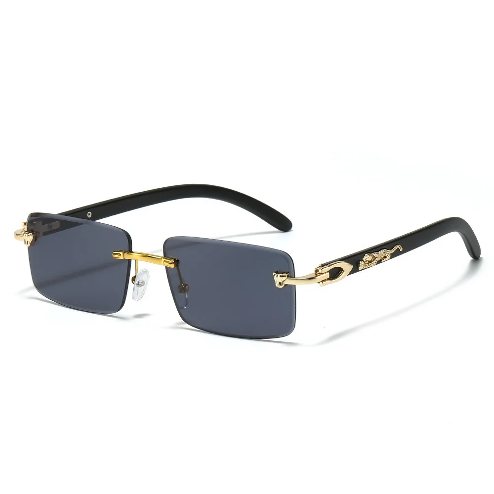 1PC Kunststoff rahmenlose quadratische Sonnenbrille trendige Retro Gepard dekorative Sonnenbrille für Männer Image
