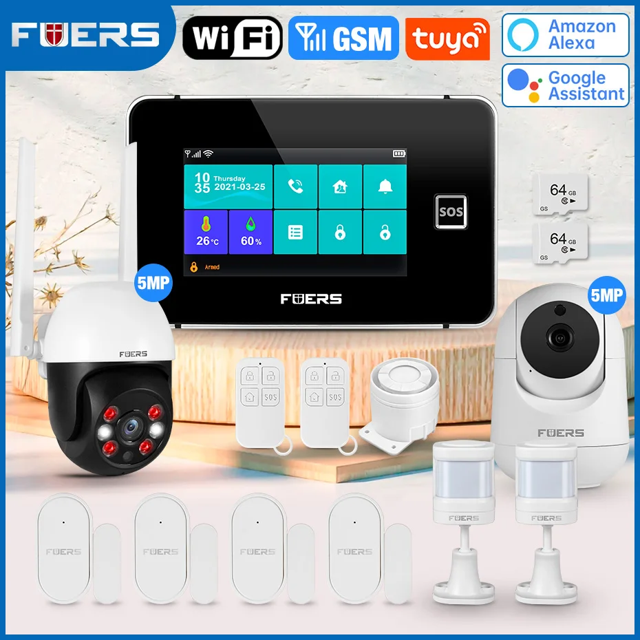 FUERS G60B WiFi GSM Tuya Smart 4,3 Zoll TFT Bildschirm Home Security Alarm System Temperatur Feuchtigkeit Display 433 MHz Steuer Sirene Image