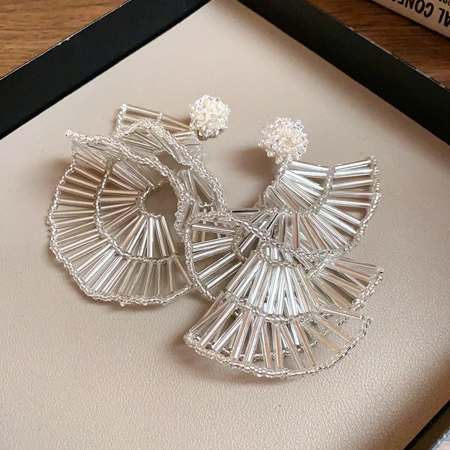 Glas-Trompete-Fransenohrringe für Frauen, 2025, böhmischer Urlaubsstil, übertriebener Tropfenohrring, modischer Luxus-Designer-Schmuck Image