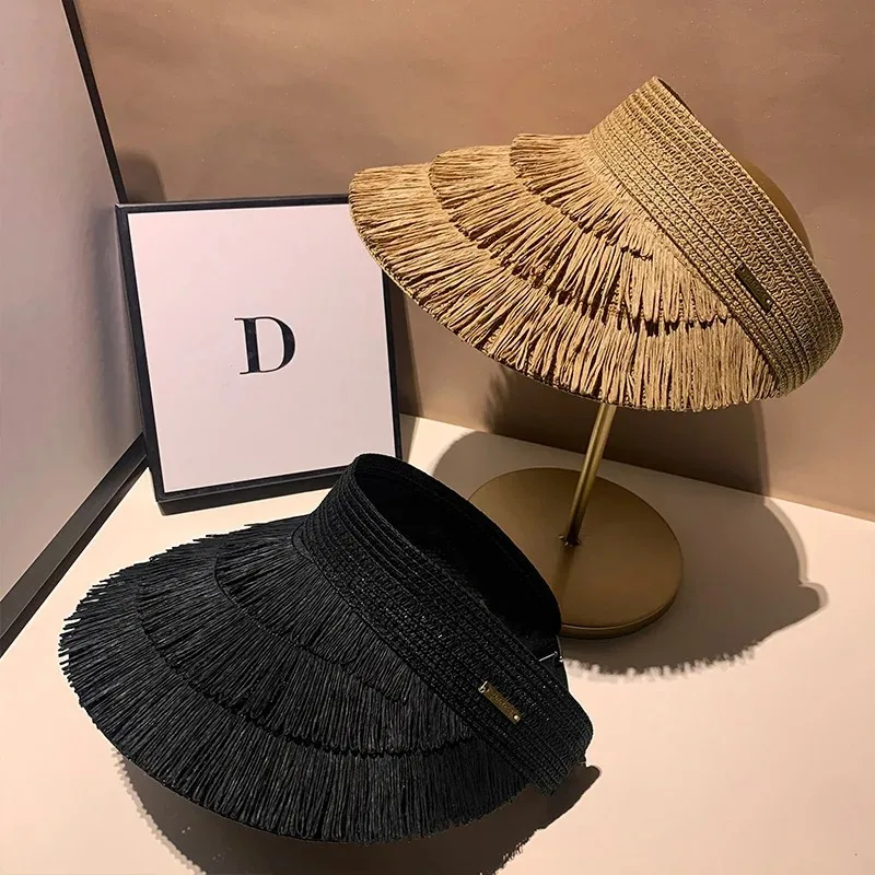 Designer-Modemarke Sun Fringe Strohhut Damen Sommer leeres Oberteil Sonnenhut Outdoor Parma UV-Schutz Strand Sonnenhut Image