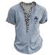 Per uomo Grafico Tribale Maglia Henley Manica Corta Stampa 3D Moda Designer Essenziale Streetwear Casuale Quotidiano Estate Primavera Blu chiaro Nero Verde chiaro Cachi Henley Maglietta Henley