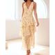 Per donna Abito Lungo Maxi Abito Vestito Casual Abito Estivo Abito Boho Abito Stampato Moda All'aperto Feste Ferie Vestibilità regolare Floreale Senza Maniche Scollo a V profondo Giallo Rosa Rosso