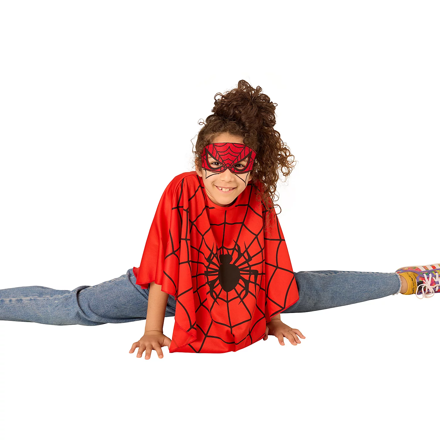Poncho pour enfants "toile d'araignée", rouge/noir