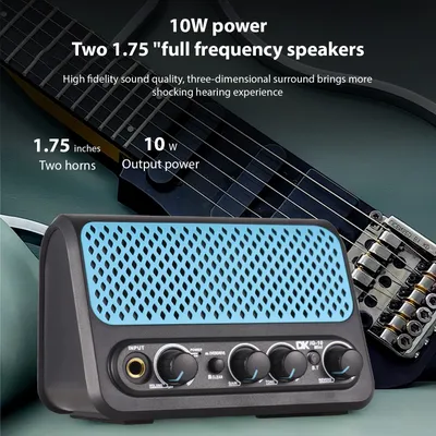 DK 10W Small Electric Guitar Amp Clean Overdrive 2 Channel Reverb Effect Guitar Practice Speaker