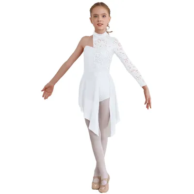 Kids Girl Modern Lyrical Dance Figure Skating Dress Ballet Gymnastics Latin Cha-cha Dancewear Floral