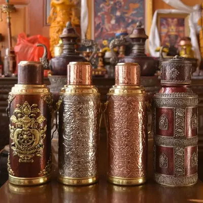 Pure hand-carved copper kettle, Tibetan retro auspicious eight treasures household thermal