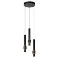 Suspension aluminium 3 lumières noire