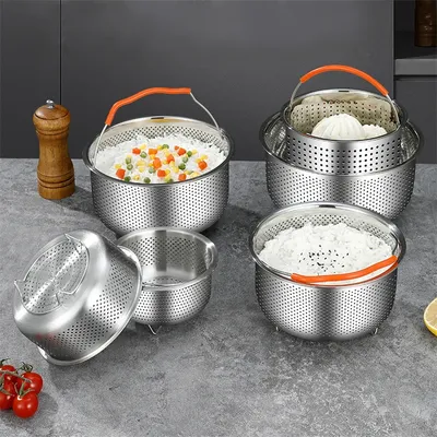 2-4L Stainless Steel Food Steamer Instant Pot Accessories Kitchen Rice Cooker Steaming Grid Drain