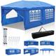 Gazebo de Jardín Carpa Plegable Protección Solar uv 50+ Carpa Plegable pop-up Con Paredes Azul 3x6m