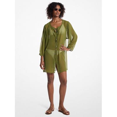 Michael Kors Chiffon Tunic Cover-Up Green S