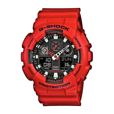 Chronograph CASIO G-SHOCK, rot (rot, schwarz), Armbanduhren, Herren, Quarzuhr,Armbanduhr,Herrenuhr,digital, bis 20 bar wasserd.Resinarmband Image
