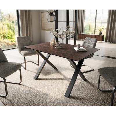 DELIFE Esstisch Edge 140x90 Glas Antique-braun X-Gestell Metall Schwarz, Esstische Image