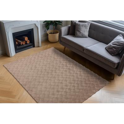 Teppich OBSESSION "Diamond Cut 800", grau (taupe), B:80cm H:30mm L:150cm, Polyester, Teppiche, Uni Farben, Hoch-Tief Effekt, weich & kuschelig Image