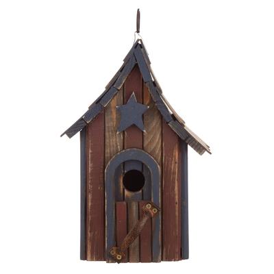 Glitzhome 11.75"H Wooden Hand Painted Distressed Birdhouse