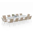 Idmarket - Salon de jardin madrid table extensible 135-270 cm et 12 chaises empilables blanc et