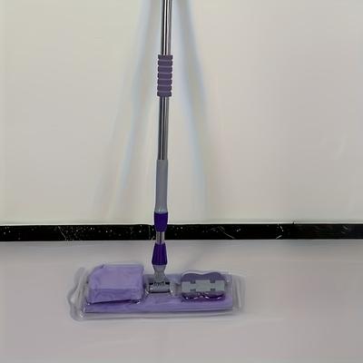 TEMU [ Rated And Fast Delivery] Extra Large Flat Mop Set With 2 Reusable Pads - Stainless Steel, Suitable For Bedroom, Kitchen, Living Room And Wall Cleaning Image