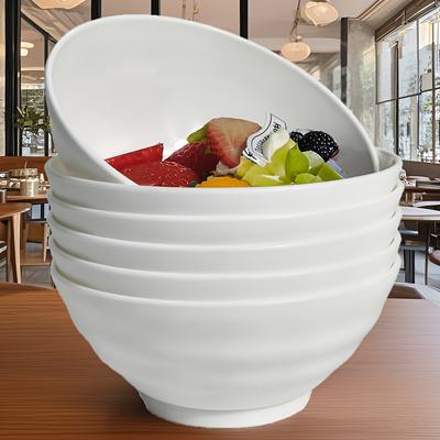 TEMU 6-pack 24oz Large Striped Ramen Bowls, Pp Plastic, Round, Microwave & Dishwasher Safe, Anti-slip, Outdoor Portable Soup Bowls For Hot Pot, Family Gatherings, Holiday Theme Image