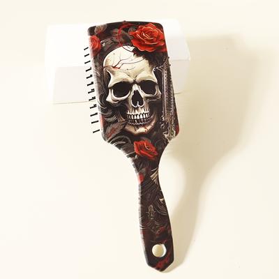 TEMU 1pc Skeleton And Flower Pattern Air Cushion Comb - Massage Exfoliating Comb, Abs Plastic Handle, Suitable For All Hairstyles Image