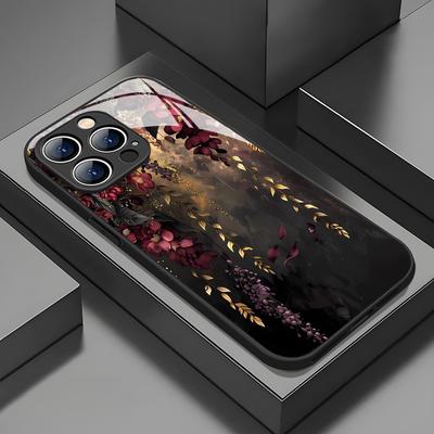 TEMU Fashion Pattern Mobile Phone Case For Iphone 16promax/15pro/14plus/13/12/11/x/xr/xsmax, Anti-fall And Anti-fouling, Fashionable Design, Tempered Glass, Protective Case With High-end Image