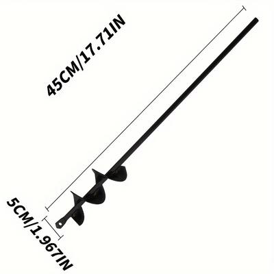 TEMU 1pc Heavy-duty Garden Auger Spiral Drill Bit, 1.57x17.72in/1.97x17.72in - Metal Construction, Hex Shank, Ideal For Efficient Soil Drilling & Excavation, Digging Holes In Gardens & Planting Image