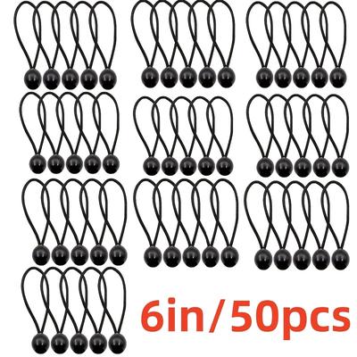 TEMU 30/50pcs Ball Bungee Cords, 4, 6, 8 Inch Tarp Canopy Bungee Balls, Heavy Duty Tie Down Cord For Shelter, Gazebo, Camping, Tent, Cargo, Holding Wire And Hoses, Patio Umbrellas, Awningblack Image