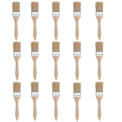 TEMU 15/40pcs Premium Wooden Paint Brushes With Ergonomic Gourd Handles, 2-inch Natural Bristles For Painting And Staining, Durable Wooden Handles For Smooth Application On Walls And Furniture Image