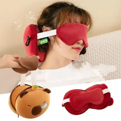 Portable Sleeping Mask 2 in 1 Neck Pillow For Travel Eye Cover U-shaped Flight Sleep Rest Office Napping Sleeping Pillows