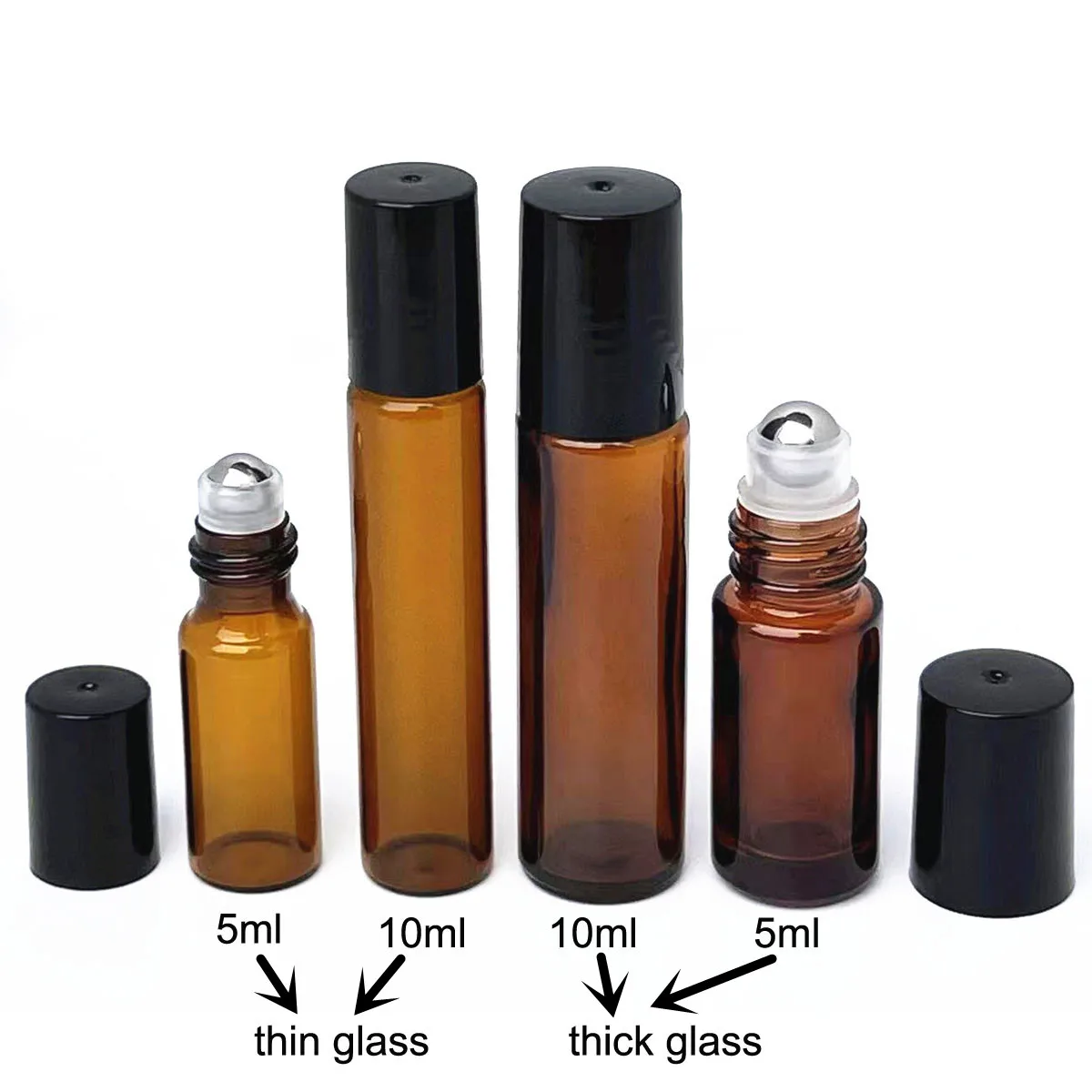 5 ml / 10 ml Braunglas-Roll-on-Flasche, dicke/dünne Glasflasche, optionale Probentest-Rollerball-Fläschchen für ätherisches Öl, Parfüm Image