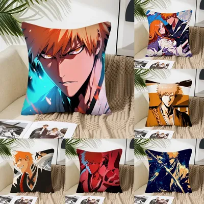 1PC Kurosaki Ichigo Anime Bleach Kissen Fall Quadrat Kissen Schlafzimmer Sofa Freizeit Komfort Kissen Wohnzimmer Hause Dekoration 40X40 Image