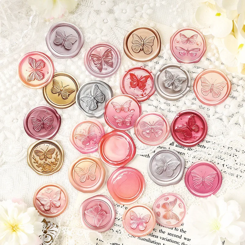 Journamm 25 Stück PET-Wachssiegel-Aufkleber, Kreativität, selbstklebende Diy-Aufkleber, handgefertigt, dekorative Junk Journal Collage-Aufkleber Image