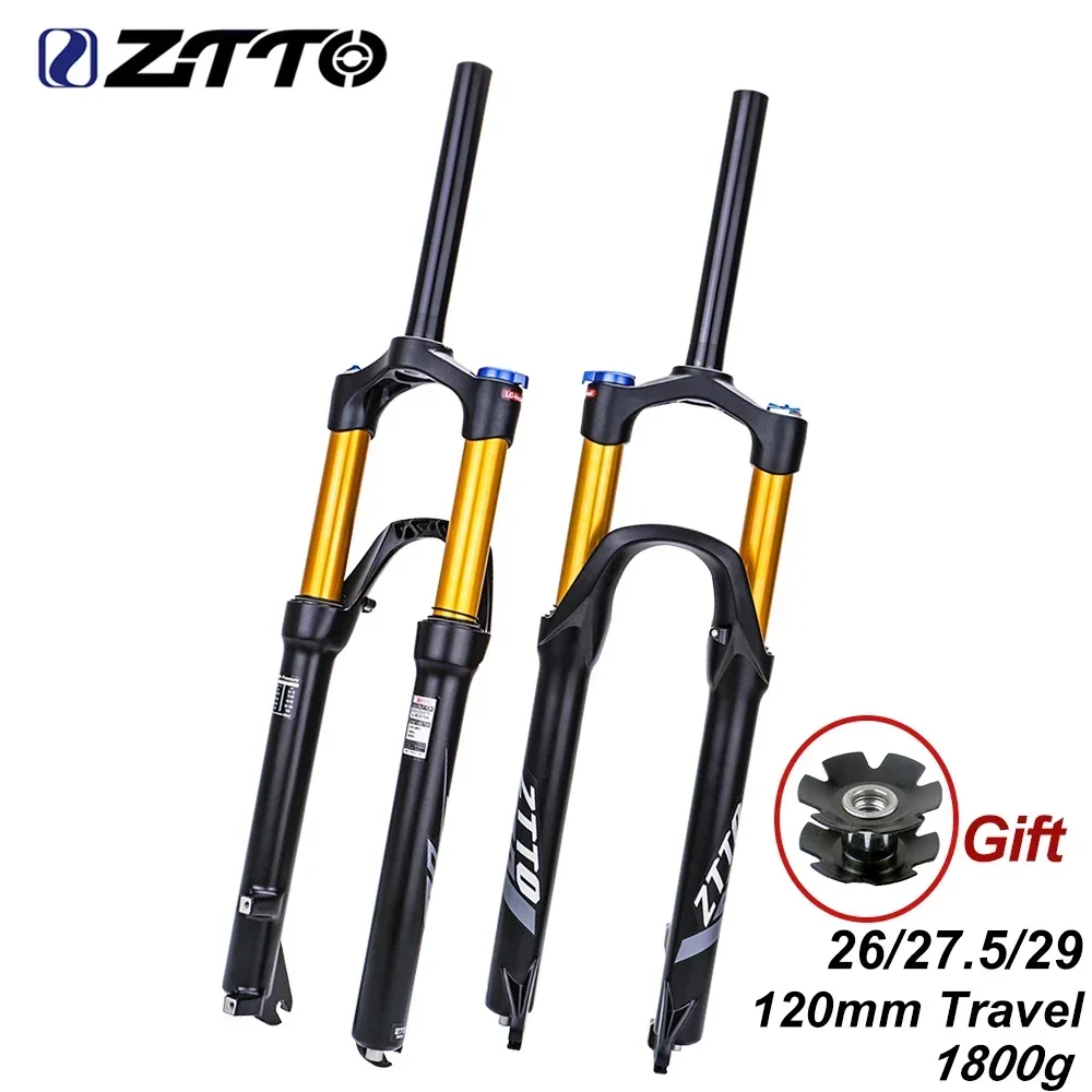 ZTTO MTB Fahrrad Luftgabel 120mm Reise Mountainbike Vorderradaufhängung 26 27,5 29 Zoll QR Schnellspanner Gerades Rohr 1 1/8" Image