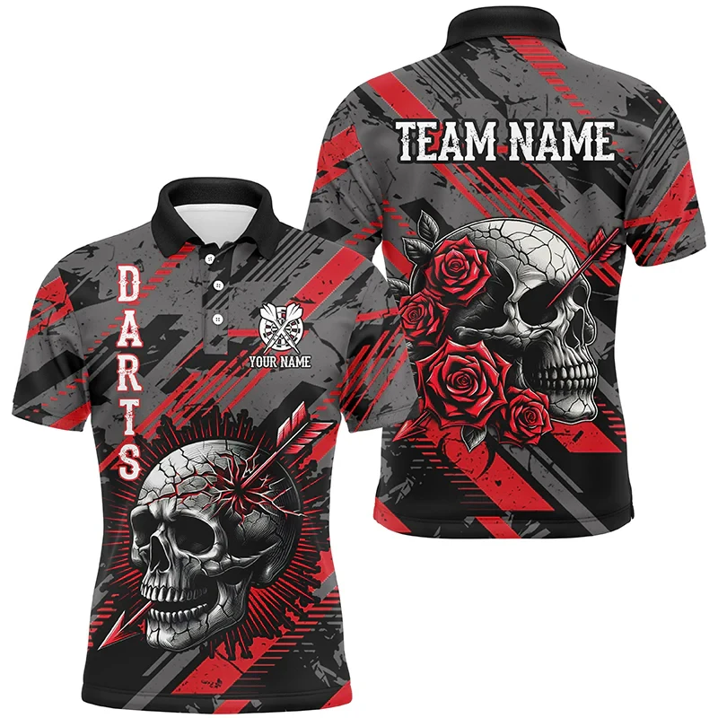 Mens Custom Name Darts Graphic Polo Shirts Fashion Trend 3D Printed Short Sleeve Polo Shirt Casual Oversized Sports Lapel Tees
