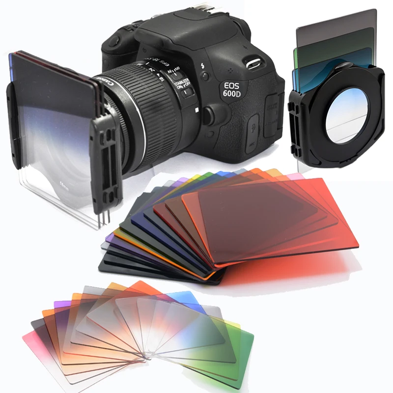 KnightX Cokin P 24-Farben-Serie mit quadratischen Filtern, Vollfilter für Canon, Nikon, Sony, Kamera, DSLR-Filter, ND, 4, ND8, ND16 Image