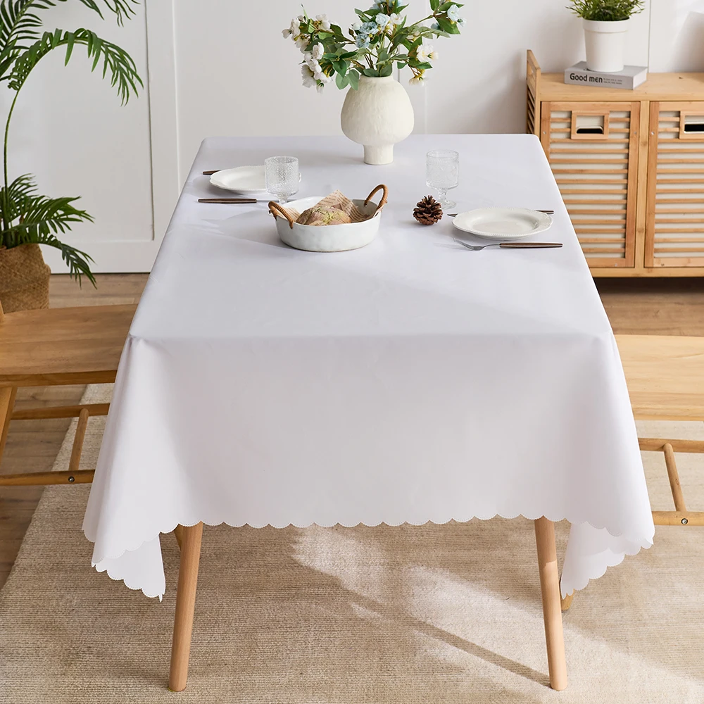 Weiße Tischdecke für Zuhause, Dinnerparty, übergroße Tischdecke, Hochzeitsbankett, Party im Freien, Abdeckung, Hoteldekoration, Tischdecken Image