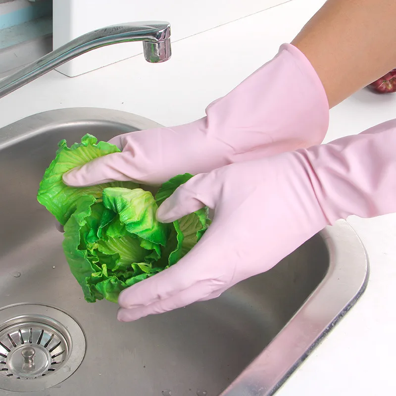 Natürliche Gummi Geschirrspülhandschuh Anti-rutsch Haushalt Reinigung Werkzeug Küche Waschen Geschirr Pinsel Töpfe Waschen Kleidung Weiche Handschuhe Image