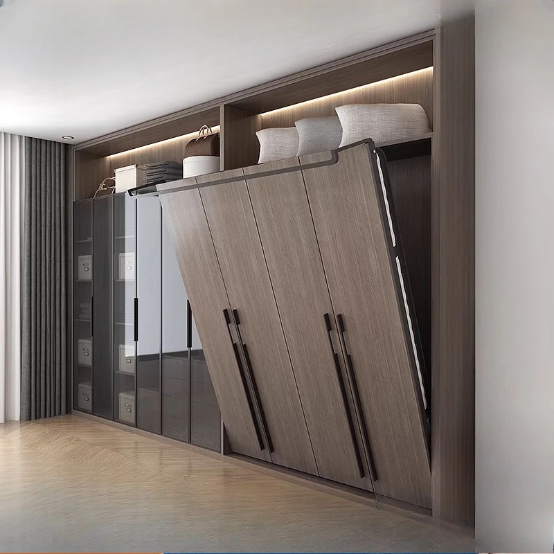 Minimalistisches, multifunktionales, positives, unsichtbares Klappbett, Klappbett, Schrankbuch Image