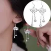 Silber Farbe Vintage Lotus Anhänger Quaste Ohrringe Schöne Süße Lotus Ohrringe Vintage Schmuck