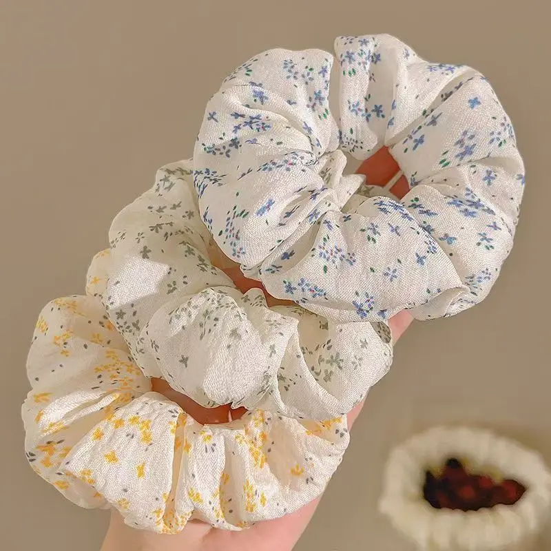 Koreanische Mode Frauen Mädchen Kawaii Haar Zubehör Blume Haar Scrunchie Set 3 teile/los Frauen Nette Scrunchies Pack Baumwolle Haarband Image